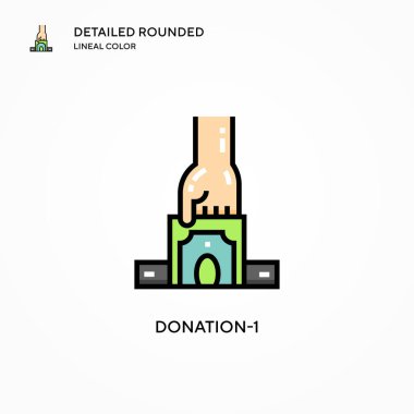Bağış- 1 vektör simgesi. Modern vektör illüstrasyon kavramları. Düzenlemesi ve kişiselleştirmesi kolay.