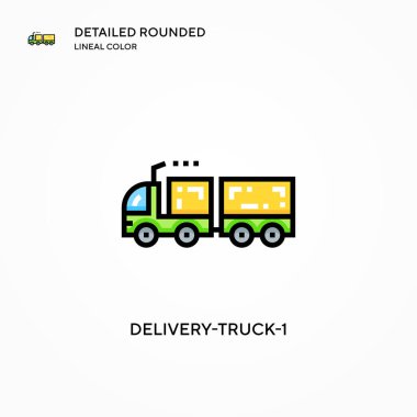 Teslimat kamyonu-1 vektör ikonu. Modern vektör illüstrasyon kavramları. Düzenlemesi ve kişiselleştirmesi kolay.