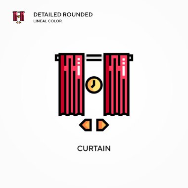 Perde vektör simgesi. Modern vektör illüstrasyon kavramları. Düzenlemesi ve kişiselleştirmesi kolay.