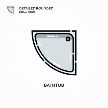 Küvet vektör simgesi. Modern vektör illüstrasyon kavramları. Düzenlemesi ve kişiselleştirmesi kolay.