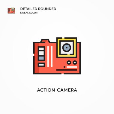 Kamera vektör simgesi. Modern vektör illüstrasyon kavramları. Düzenlemesi ve kişiselleştirmesi kolay.