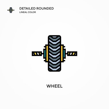 Tekerlek vektör simgesi. Modern vektör illüstrasyon kavramları. Düzenlemesi ve kişiselleştirmesi kolay.