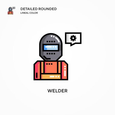 Kaynakçı vektör simgesi. Modern vektör illüstrasyon kavramları. Düzenlemesi ve kişiselleştirmesi kolay.
