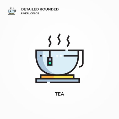 Çay vektör simgesi. Modern vektör illüstrasyon kavramları. Düzenlemesi ve kişiselleştirmesi kolay.