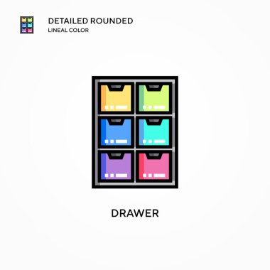Çekmece vektör simgesi. Modern vektör illüstrasyon kavramları. Düzenlemesi ve kişiselleştirmesi kolay.