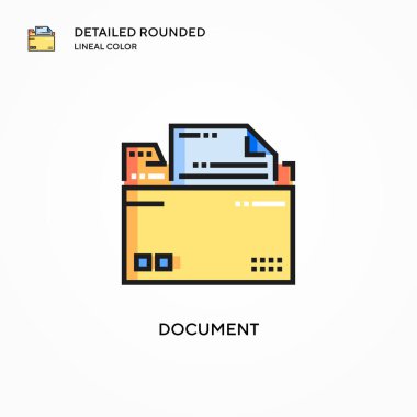 Belge vektör simgesi. Modern vektör illüstrasyon kavramları. Düzenlemesi ve kişiselleştirmesi kolay.