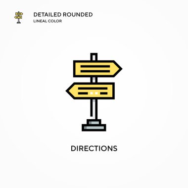 Yönler vektör simgesi. Modern vektör illüstrasyon kavramları. Düzenlemesi ve kişiselleştirmesi kolay.