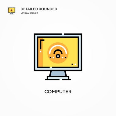 Bilgisayar vektör simgesi. Modern vektör illüstrasyon kavramları. Düzenlemesi ve kişiselleştirmesi kolay.
