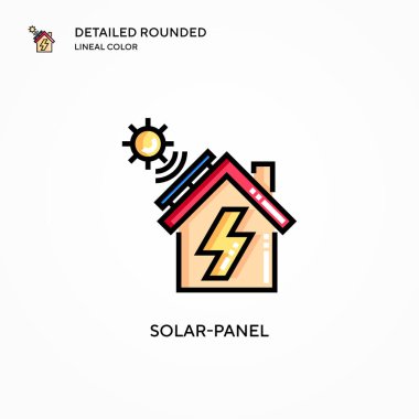 Güneş paneli vektör simgesi. Modern vektör illüstrasyon kavramları. Düzenlemesi ve kişiselleştirmesi kolay.