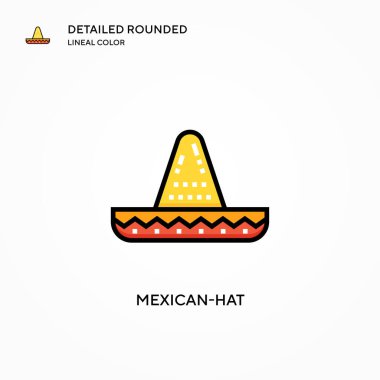 Meksika şapkası vektör simgesi. Modern vektör illüstrasyon kavramları. Düzenlemesi ve kişiselleştirmesi kolay.