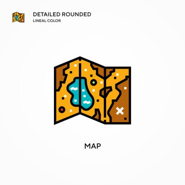 Harita vektör simgesi. Modern vektör illüstrasyon kavramları. Düzenlemesi ve kişiselleştirmesi kolay.