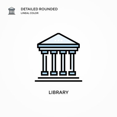Kütüphane vektör simgesi. Modern vektör illüstrasyon kavramları. Düzenlemesi ve kişiselleştirmesi kolay.