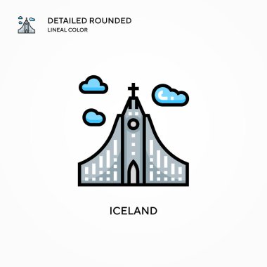 İzlanda vektör simgesi. Modern vektör illüstrasyon kavramları. Düzenlemesi ve kişiselleştirmesi kolay.