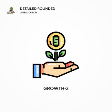 Büyüme-3 vektör simgesi. Modern vektör illüstrasyon kavramları. Düzenlemesi ve kişiselleştirmesi kolay.