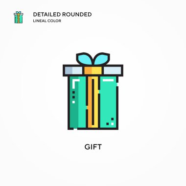 Hediye vektör simgesi. Modern vektör illüstrasyon kavramları. Düzenlemesi ve kişiselleştirmesi kolay.