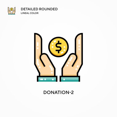 Bağış 2 vektör simgesi. Modern vektör illüstrasyon kavramları. Düzenlemesi ve kişiselleştirmesi kolay.
