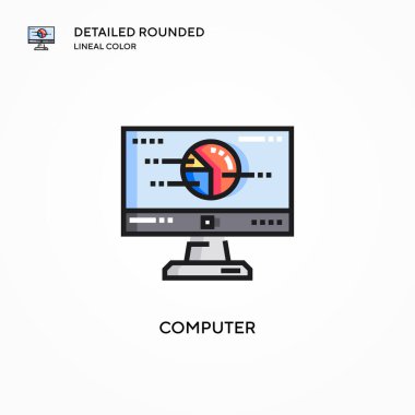 Bilgisayar vektör simgesi. Modern vektör illüstrasyon kavramları. Düzenlemesi ve kişiselleştirmesi kolay.