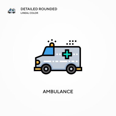 Ambulans vektör simgesi. Modern vektör illüstrasyon kavramları. Düzenlemesi ve kişiselleştirmesi kolay.