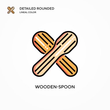 Tahta kaşık vektör ikonu. Modern vektör illüstrasyon kavramları. Düzenlemesi ve kişiselleştirmesi kolay.