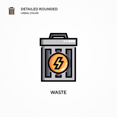 Atık vektör simgesi. Modern vektör illüstrasyon kavramları. Düzenlemesi ve kişiselleştirmesi kolay.