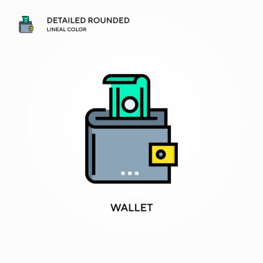 Cüzdan vektör simgesi. Modern vektör illüstrasyon kavramları. Düzenlemesi ve kişiselleştirmesi kolay.