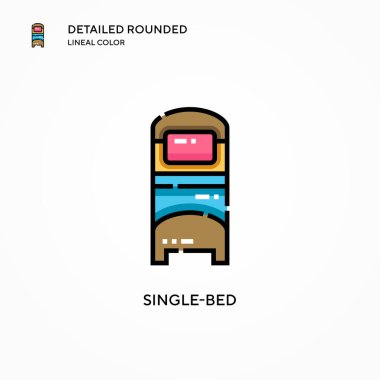 Tek yataklı vektör ikonu. Modern vektör illüstrasyon kavramları. Düzenlemesi ve kişiselleştirmesi kolay.