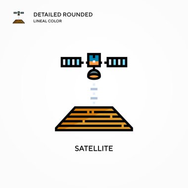 Uydu vektör simgesi. Modern vektör illüstrasyon kavramları. Düzenlemesi ve kişiselleştirmesi kolay.