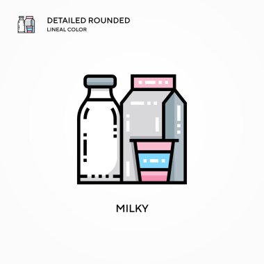 Süt vektörü simgesi. Modern vektör illüstrasyon kavramları. Düzenlemesi ve kişiselleştirmesi kolay.