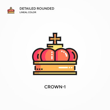 Crown-1 vektör simgesi. Modern vektör illüstrasyon kavramları. Düzenlemesi ve kişiselleştirmesi kolay.