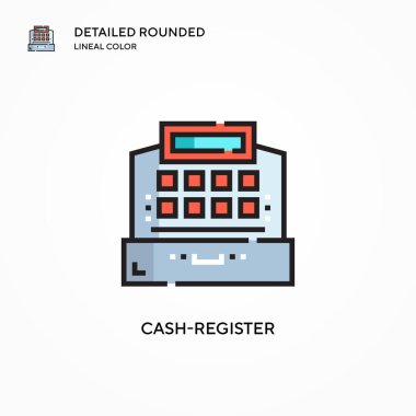 Yazar kasa vektör simgesi. Modern vektör illüstrasyon kavramları. Düzenlemesi ve kişiselleştirmesi kolay.