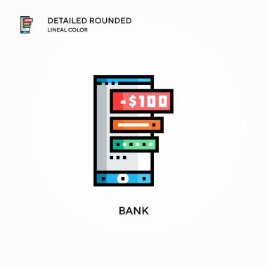 Banka vektör simgesi. Modern vektör illüstrasyon kavramları. Düzenlemesi ve kişiselleştirmesi kolay.