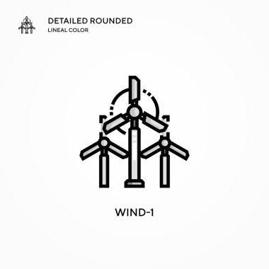 Rüzgar-1 vektör simgesi. Modern vektör illüstrasyon kavramları. Düzenlemesi ve kişiselleştirmesi kolay.