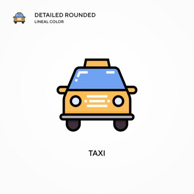 Taksi vektör simgesi. Modern vektör illüstrasyon kavramları. Düzenlemesi ve kişiselleştirmesi kolay.