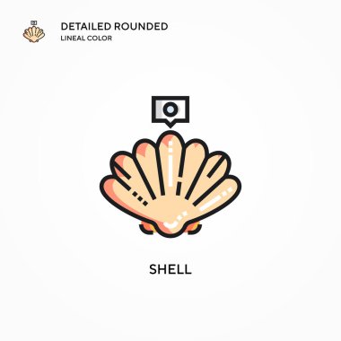 Kabuk vektör simgesi. Modern vektör illüstrasyon kavramları. Düzenlemesi ve kişiselleştirmesi kolay.