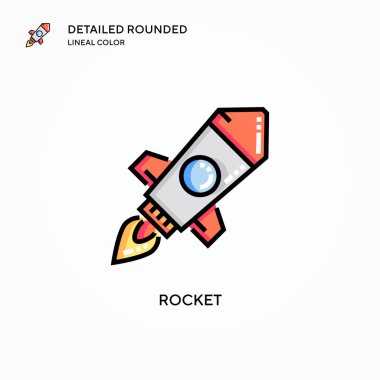 Roket vektör simgesi. Modern vektör illüstrasyon kavramları. Düzenlemesi ve kişiselleştirmesi kolay.