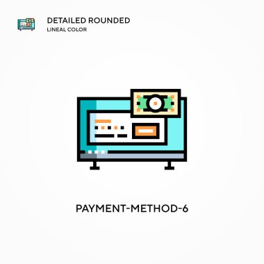 Ödeme yöntemi-6 vektör simgesi. Modern vektör illüstrasyon kavramları. Düzenlemesi ve kişiselleştirmesi kolay.