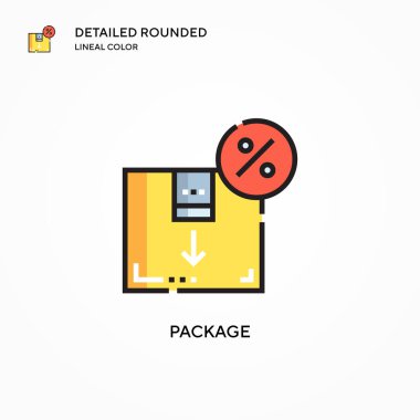 Paket vektör simgesi. Modern vektör illüstrasyon kavramları. Düzenlemesi ve kişiselleştirmesi kolay.