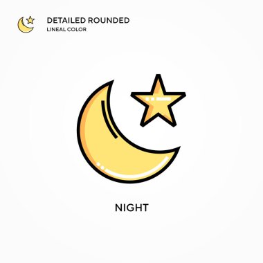 Gece vektör simgesi. Modern vektör illüstrasyon kavramları. Düzenlemesi ve kişiselleştirmesi kolay.