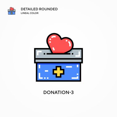 Bağış-3 vektör simgesi. Modern vektör illüstrasyon kavramları. Düzenlemesi ve kişiselleştirmesi kolay.