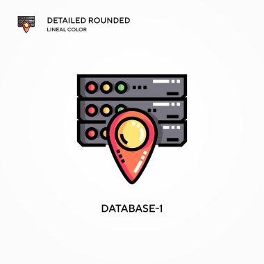 Veritabanı-1 vektör simgesi. Modern vektör illüstrasyon kavramları. Düzenlemesi ve kişiselleştirmesi kolay.