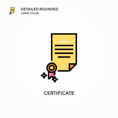 Sertifika vektör simgesi. Modern vektör illüstrasyon kavramları. Düzenlemesi ve kişiselleştirmesi kolay.