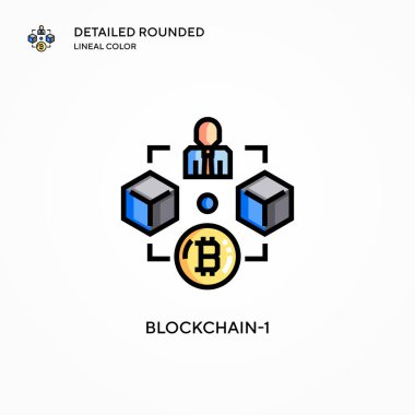 Blokzincir1 vektör simgesi. Modern vektör illüstrasyon kavramları. Düzenlemesi ve kişiselleştirmesi kolay.