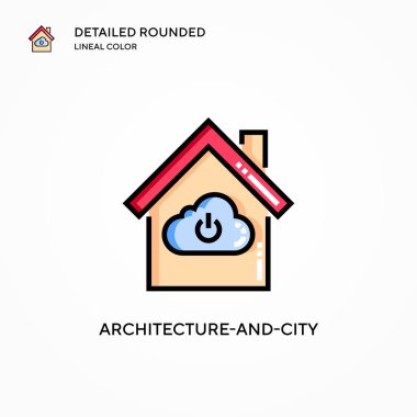 Mimari ve şehir vektör ikonu. Modern vektör illüstrasyon kavramları. Düzenlemesi ve kişiselleştirmesi kolay.