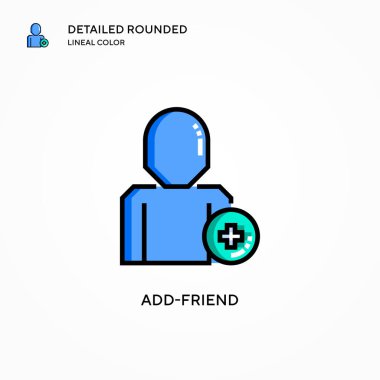 Arkadaş vektör simgesi ekle. Modern vektör illüstrasyon kavramları. Düzenlemesi ve kişiselleştirmesi kolay.