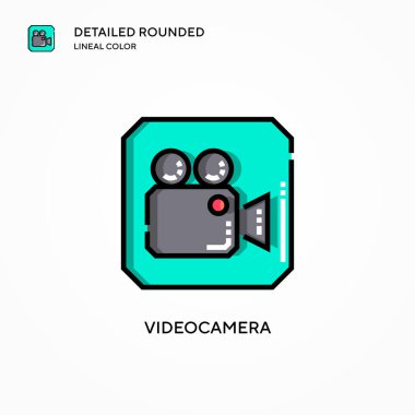 Video kamera vektör simgesi. Modern vektör illüstrasyon kavramları. Düzenlemesi ve kişiselleştirmesi kolay.