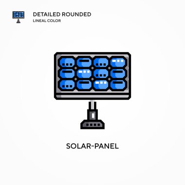 Güneş paneli vektör simgesi. Modern vektör illüstrasyon kavramları. Düzenlemesi ve kişiselleştirmesi kolay.