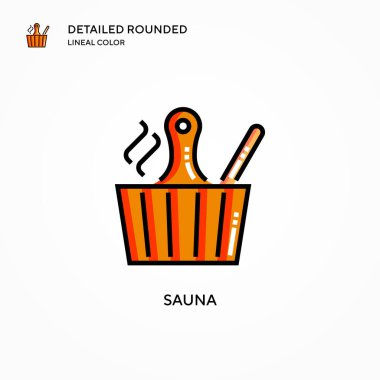 Sauna vektör simgesi. Modern vektör illüstrasyon kavramları. Düzenlemesi ve kişiselleştirmesi kolay.