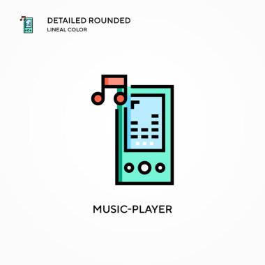 Müzik çalar vektör simgesi. Modern vektör illüstrasyon kavramları. Düzenlemesi ve kişiselleştirmesi kolay.