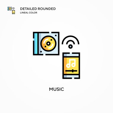 Müzik vektörü simgesi. Modern vektör illüstrasyon kavramları. Düzenlemesi ve kişiselleştirmesi kolay.
