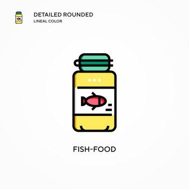 Balık yemi vektör simgesi. Modern vektör illüstrasyon kavramları. Düzenlemesi ve kişiselleştirmesi kolay.